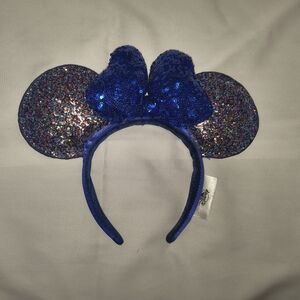Blue Sequin Mouse Ears Headband